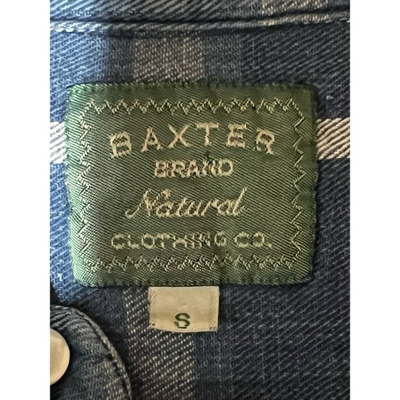 Baxter Brand Natural Clothing Blue Plaid Button Down Long Sleeve Shirt ~ Small - Picture 4 of 4